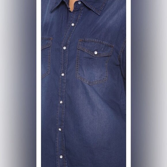 Free People One Teaspoon Denim Button Down Shirt Jean Chambray Dark wash Size XS - Picture 12 of 16